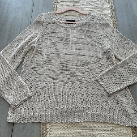 NWT Lane Bryant Beige Oatmeal Open Back Loose Knit Sweater Sz 14 16 Boho - Picture 1 of 7